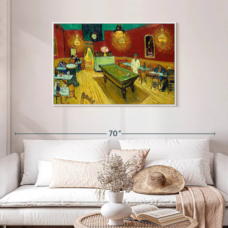 The Night Cafe, 31 po x 21 po, Cadre flottant blanc