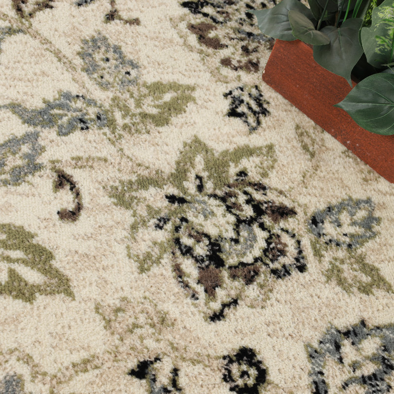 Hawley Floral Modern Farmhouse Indoor Area Rug, Rectangle 8' x 10'