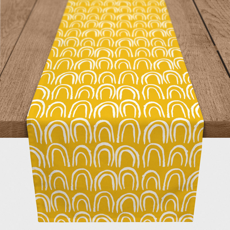 Chemin de table Maribeth, 72 po x 16 po, Jaune, Géométrique 2