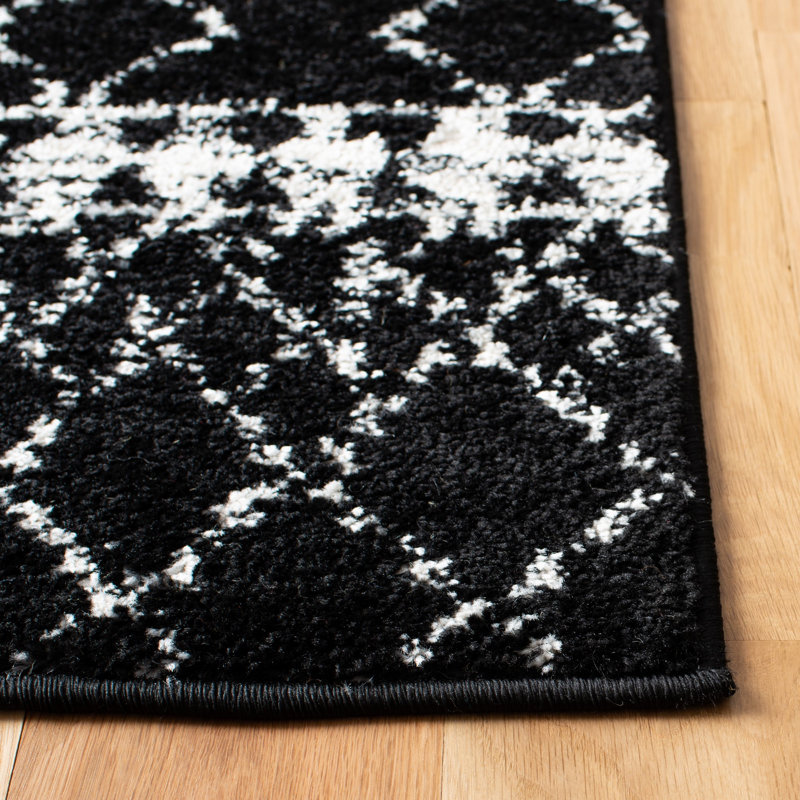 Tapis noir à motif géométrique Cobos, Tapis de couloir 2 pi x 13 pi