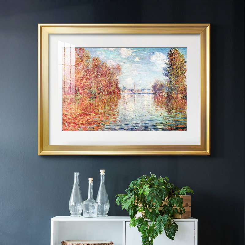 «Autumn In Argenteuil», reproduction d'art encadrée sur papier par Claude Monet, Or, H 15 po x l 21 po x P 1,5 po