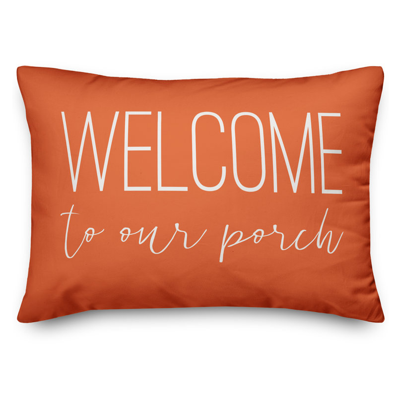 Welcome to Our Porch Indoor/Outdoor Lumbar Pillow, Orange