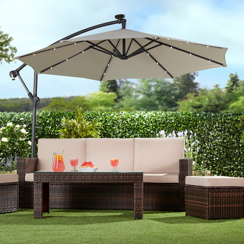 Blevins 270cm Lighted Cantilever Parasol, Light Grey