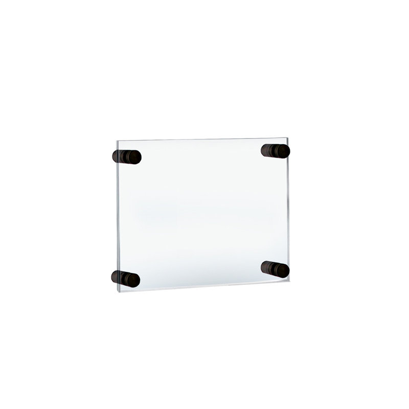 Floating Acrylic Wall Frame with Black Stand Off Caps: 8.5" x 5.5" Graphic Size, Overall Frame Size: 12.5" x 9.5"