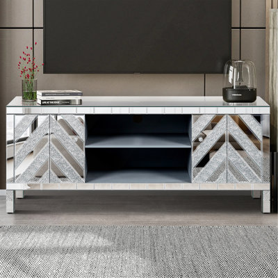 Tolkyn Glass Faux Wood TV Stand
