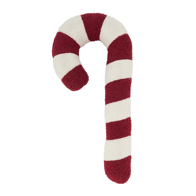 Coussin décoratif rouge et blanc en forme de canne de Noël festive 10 po x 22 po, Rectangle H 22 po x l 10 po