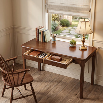 Bureau 47,2 "Mid-Century en bois massif avec tiroirs de rangement