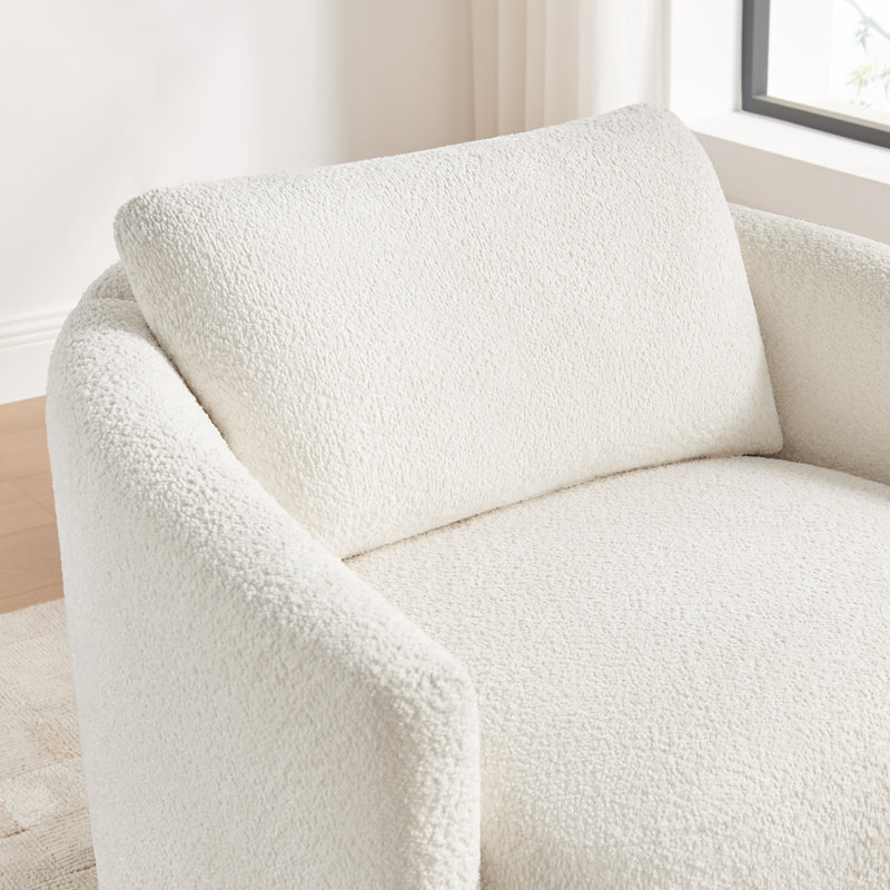 34.1'' Upholstered Accent Chair With Removable Back Cushion, White