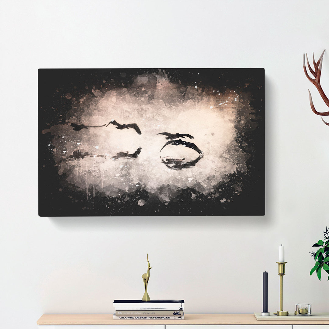 A Flock of Pelicans - Wrapped Canvas