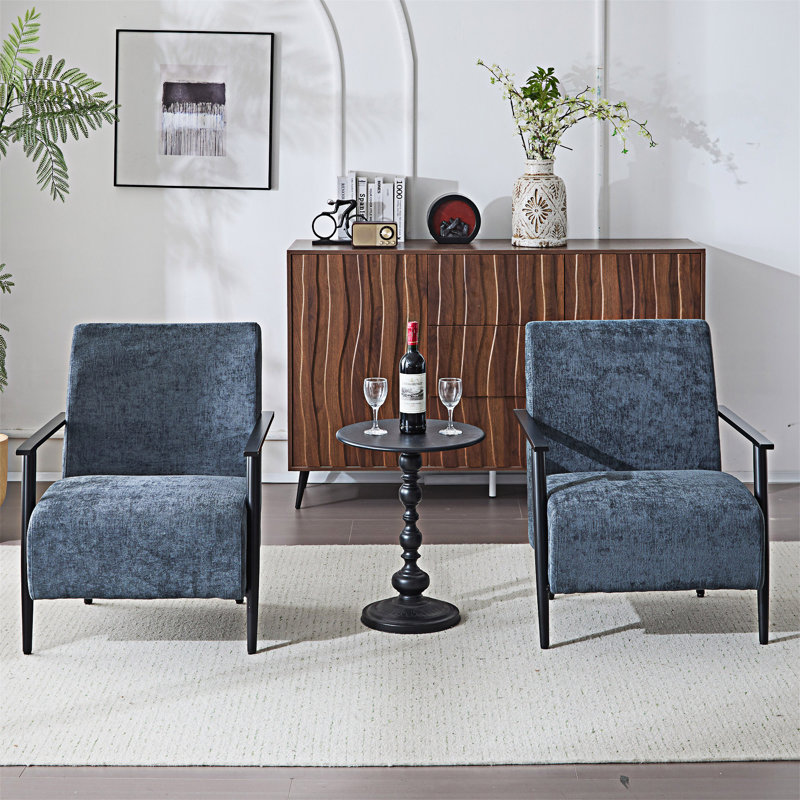 Upholstery Lounge Chair,Set Of 2, Blue Grey