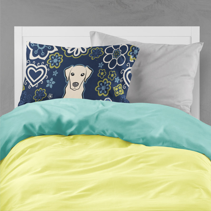 Taie d’oreiller floral, Labrador jaune