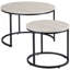 Ensemble de 2 tables gigognes rondes empilables avec cadre en métal pour le salon, gris