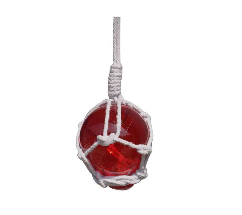 Ornement boule de noël à filet de verre vert, H 4 po x l 2 po x P 2 po, Rouge
