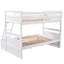 Lit superposé simple au-dessus d'un lit double en bois massif blanc avec grand espace de rangement, blanc et robuste