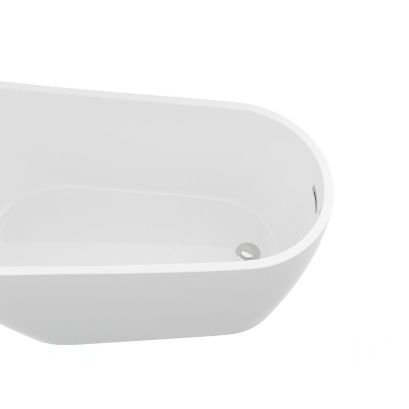 67" Acrylic Freestanding Bathtub Contemporary Soaking White Tub With Chrome Overflow And Drain