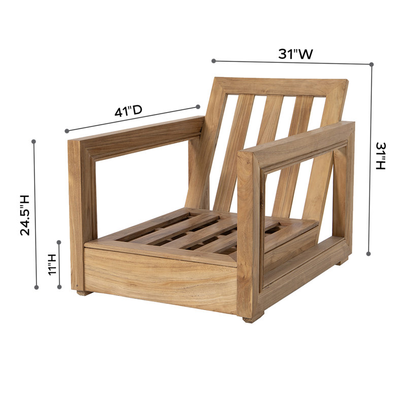Iromel Teak Outdoor Lounge Chair , Sunbrella® Cushions Included, Coal