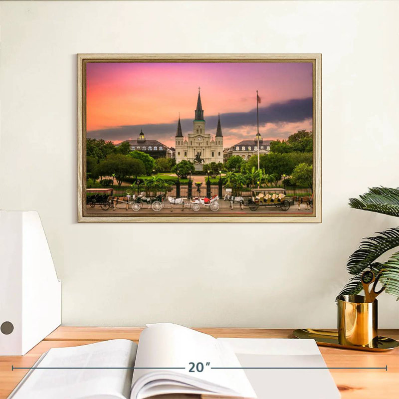 Cathédrale de la Nouvelle-Orléans, Cadre flottant en bois naturel, 13 po x 9 po