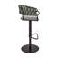 Tabouret de bar ou de comptoir pivotant réglable en métal noir avec tissu gris et similicuir