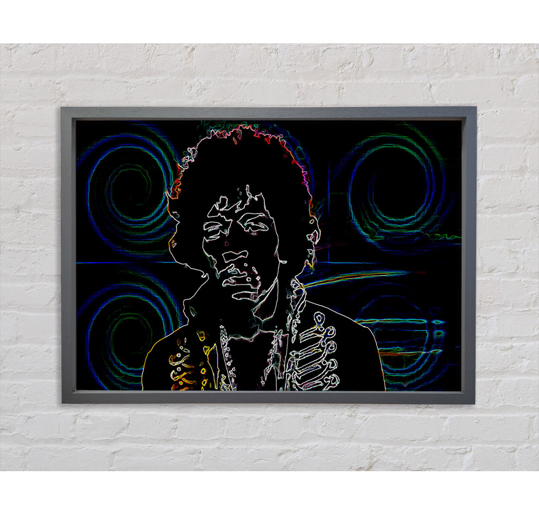 Jimi Hendrix Psychedelic - Einzelner Bilderrahmen Kunstdrucke auf Leinwand