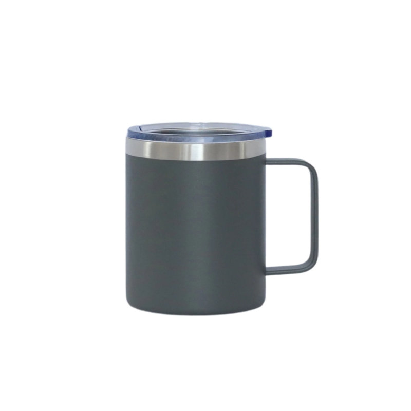 Tasse de voyage en acier inoxydable 12 oz avec poignée - bleu, Gris