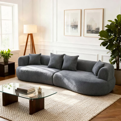 122" Curved Cloud Sectional Sofa With 4 Pillows