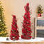 Ensemble de 2 arbres de table en rotin avec baies rouges H 24 po / 16 po