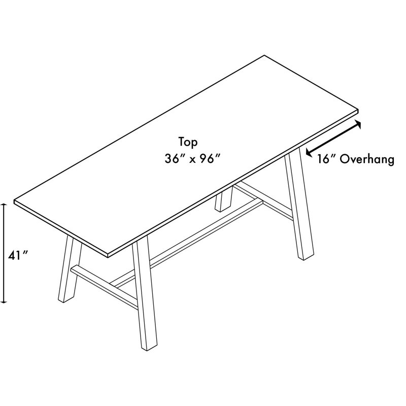 Midtown Solid Wood Breakroom Table, White, 41" H x 96" L x 36" W