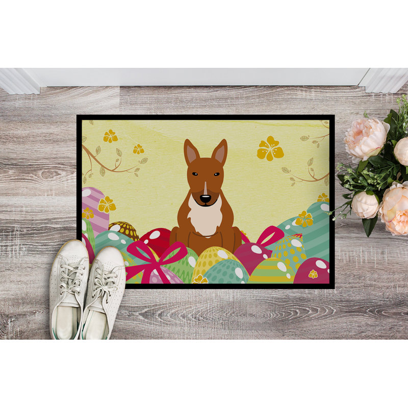 Tapis d'extérieur antidérapant Saroyan Bull Terrier, Rouge, l 18 po x L 27 po