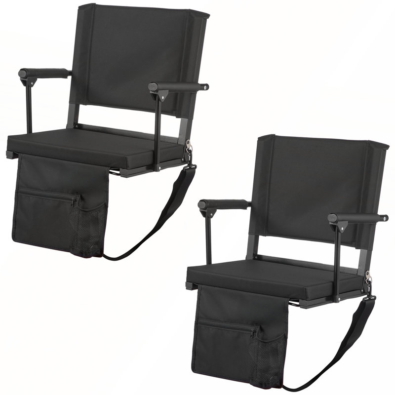 2PCS Portable Stadium Seat with Armrest, Back Support, and Thick Cushion for Comfortable Viewing at Sports Events