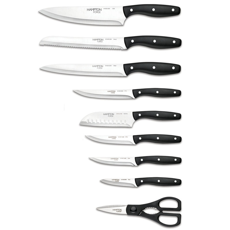 Hampton Forge Rochester - 15 Piece Knife Block Set, Full Tang, Triple Rivets