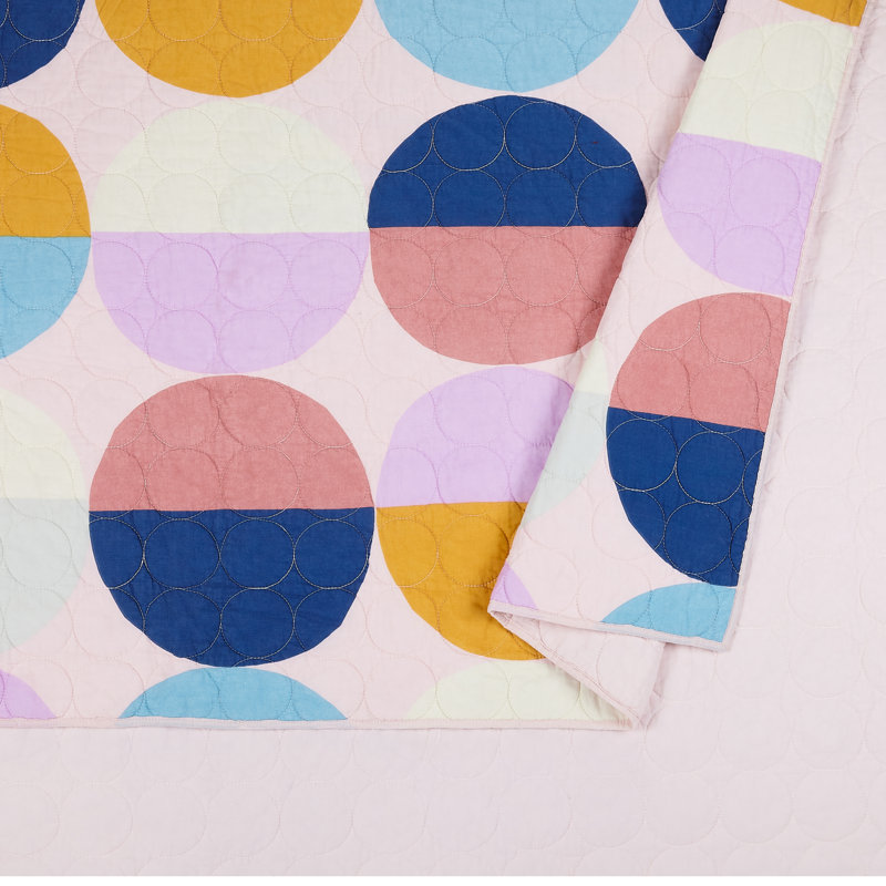  Ensemble de courtepointe 100% coton Circles, Courtepointe très grand + 2 taies décoratives
