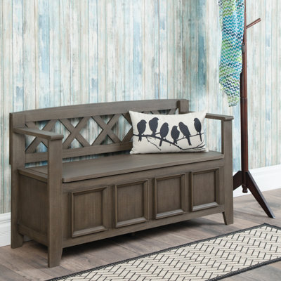 Banc de rangement en bois massif Amherst