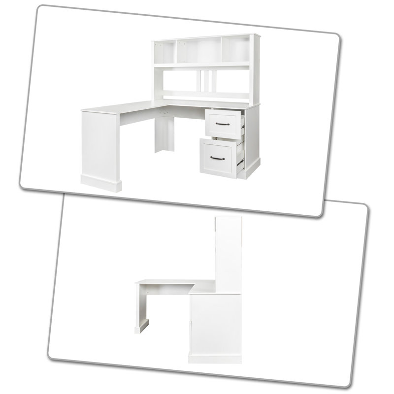 Sharail L-Shaped Computer Desk, White
