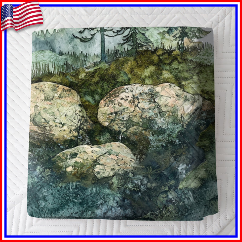 Mountain Forest Landscape Bedding Nature Bedspread Scenic, Queen