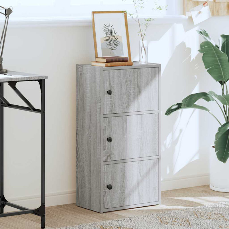 vidaXL Bookcase Engineered Wood Compact Bookcase Rectangular, (3 Shelves) 30.3" H x 15.7" W x 9.4" D, Gray Sonoma