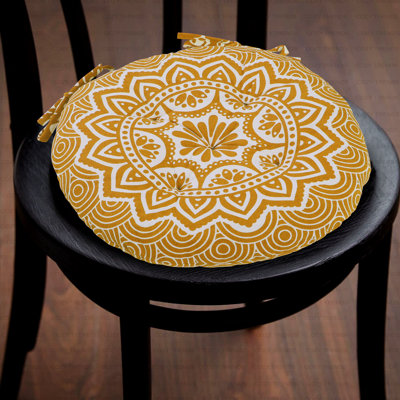 Handmade Round Cotton Chair Seat Pads With Ties – 16X16 Inch Cushions For Dining Chairs, Office Chairs & Bar Stools – Soft, Durable & Comfortable Seating