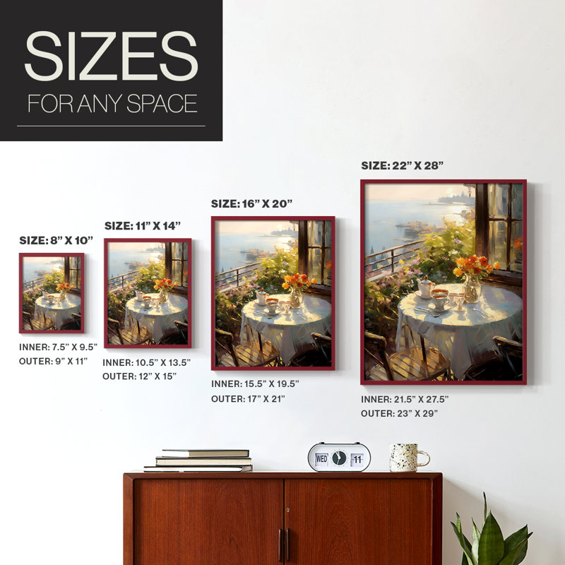 Reproduction encadrée FLORAL Series DCCLI - bois massif, Rouge, H 21 po x l 17 po