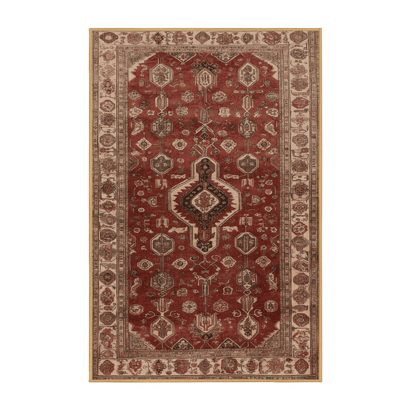 Machine Washable Persian Brown Area Rug, Rectangle 2' x 3'