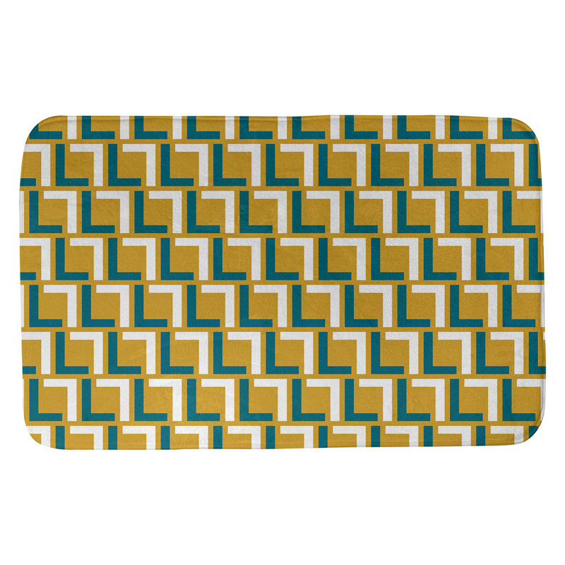 Tapis pour salle de bain Baltimore, l 17 po x L 24 po, Gold/Teal/White
