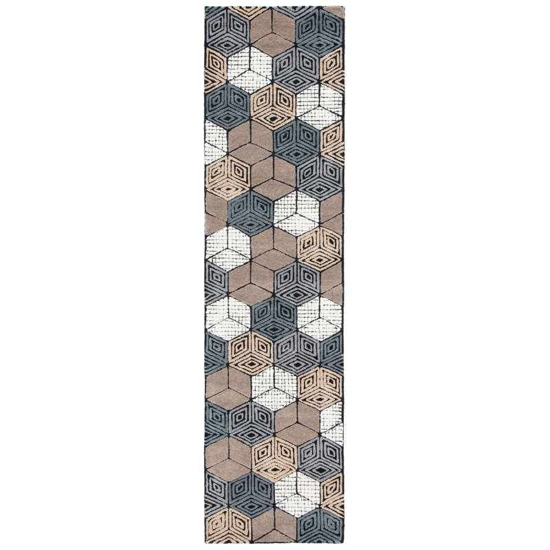 Fifth Avenue Hand Tufted Wool Geometric Rug, Runner 2'3" x 9'