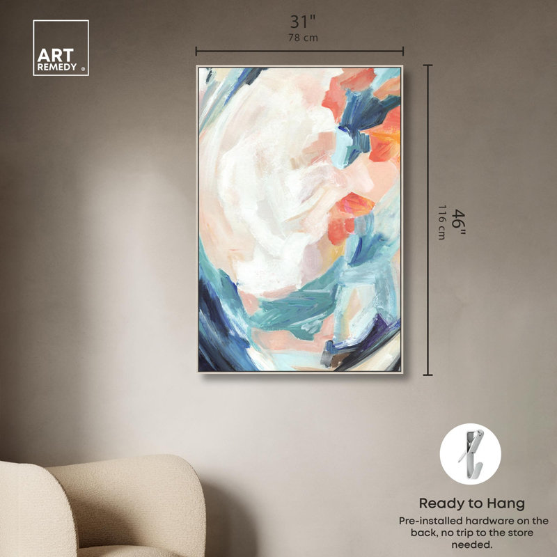 "Modern Beach", reproduction d'art sur toile par Art Remedy, H 46 po x l 31 po, Cadre argenté