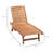 Slat design wood frame outdoor chaise lounge chair with wheels and pull out table tray