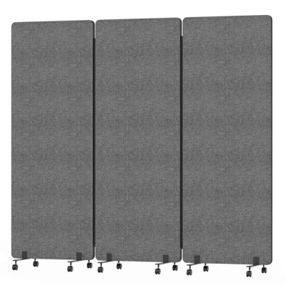Paravent 3 panneaux, écran d'intimité pliant avec pieds larges, cloison autoportante pour la séparation de pièce, panneau de paravent portable, l 72 po x H 66 po, gris clair