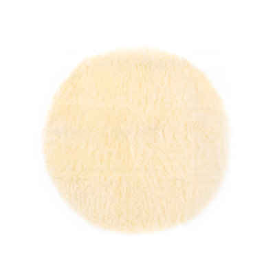 Tapis ivoire rond en peau de mouton - 5 pi