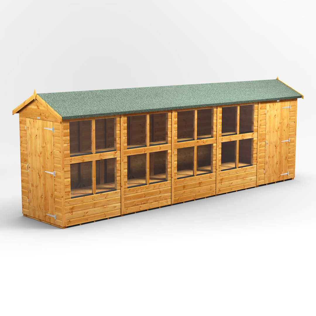 Powersheds 20 x 4ft Timber Tongue & Groove Apex Potting Shed Combi (includes 4ft Side Store)
