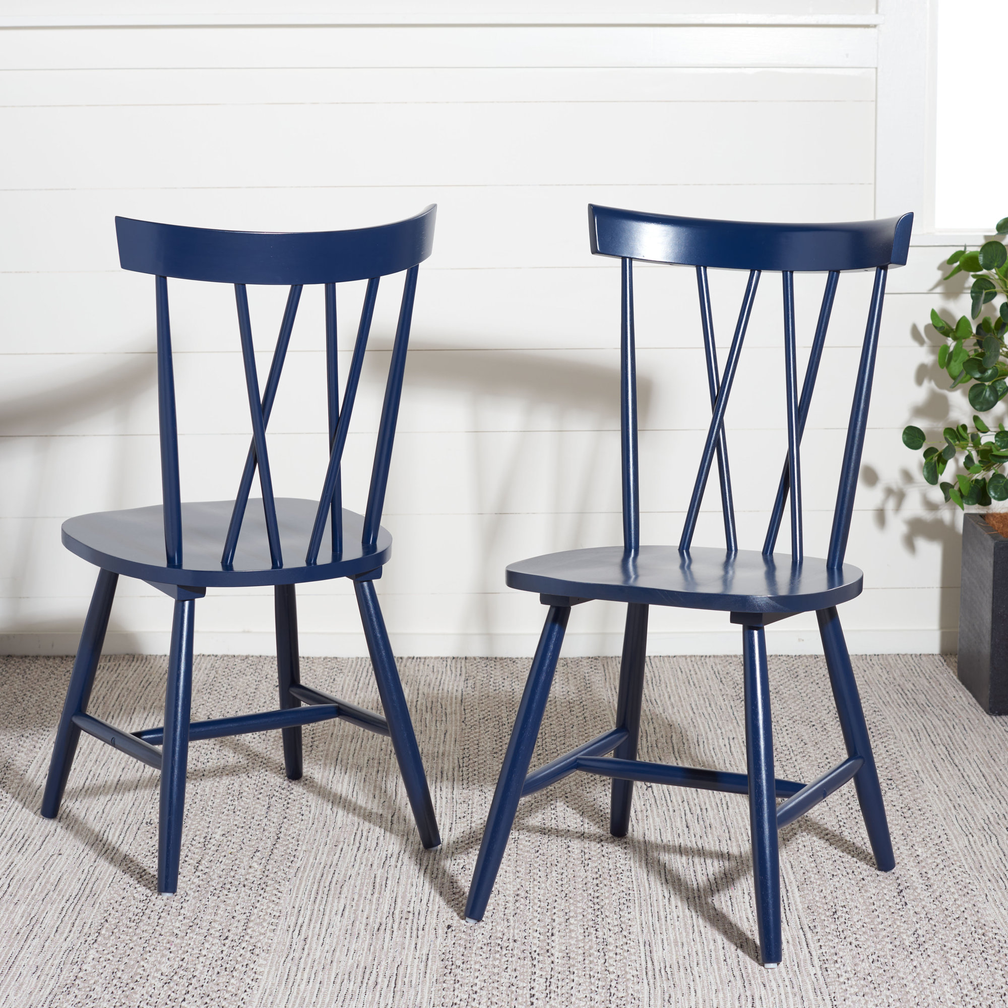 Porschia Cross Back Side Chair, Navy