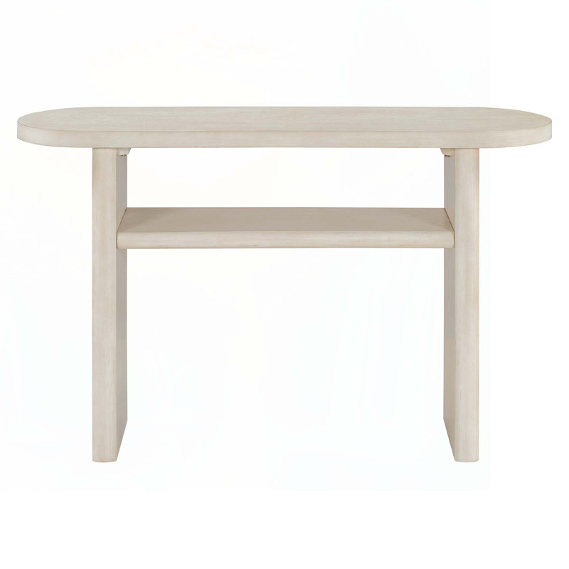 Console Table with Rounded Edges and Sturdy Shelf, Gray Wash