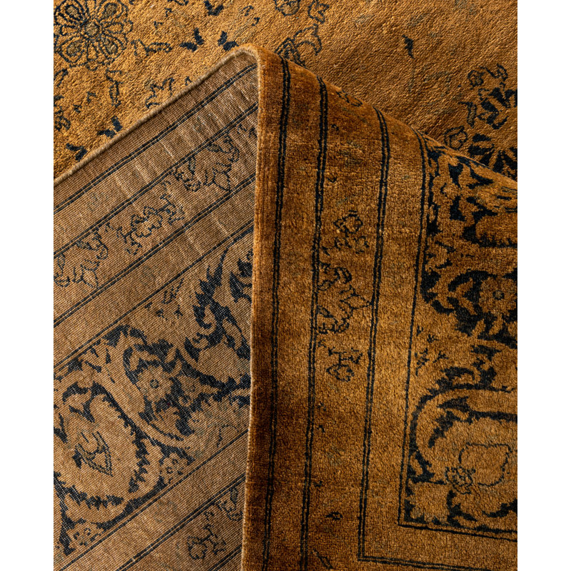 Overdyed Hand-Knotted Wool Modern-Contemporary Gold Area Rug 8' 3" x 10' 3"