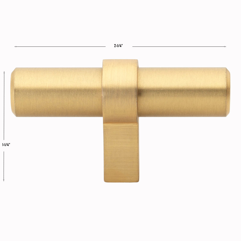 2 1/4" Length Bar Knob, Satin Gold