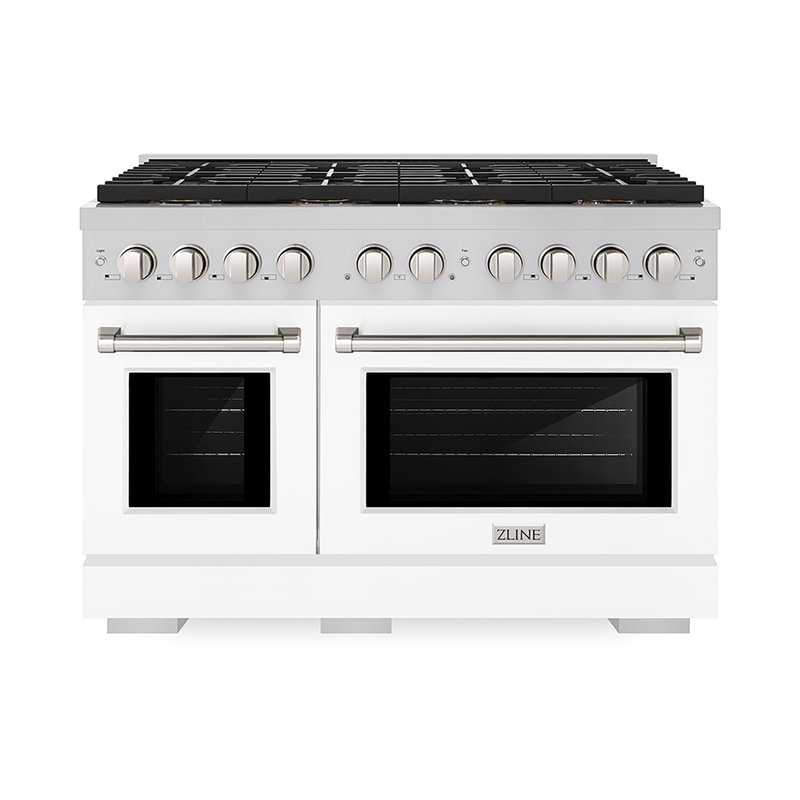 ZLINE 48 in. Paramount Dual Fuel Range with 8 Burner DuoPro Cooktop & Dual Ovens in Stainless Steel, White Matte